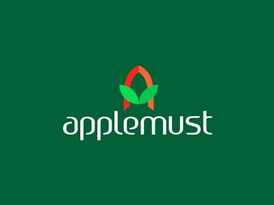 Applemust logo design apple apple juice apple must brand branding colorful creative custom custom made design drink fruits green identity juice juice logo leaves logo logo design logo designer logotype must natural nature red type typographic typography