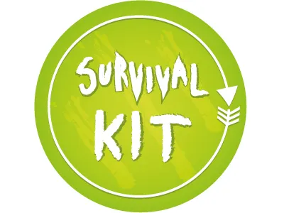 Survival Kit -sticker bold circle green illustration kit simple sticker survival typography vector