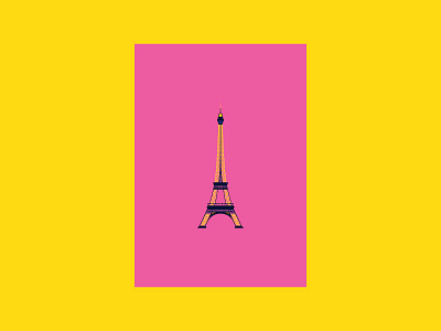 Going Places - Eiffel Tower eiffel eiffel tower france greetings card paris pink poster print tower vector yellow