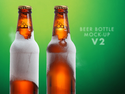 Frost Beer Bottle beer bottle green ice liquer mock up photo photograph