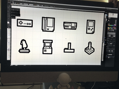 old skool game icons games gaming icons line vector wip