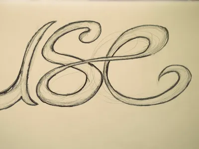 Ligatures lettering pencil sketch typography