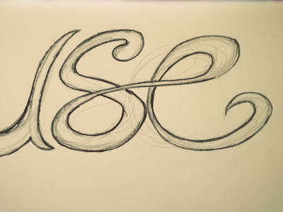 Ligatures lettering pencil sketch typography