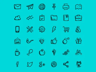 Jolly Icons Free app awesome design doodle e commerce free gui hand drawn hatchers health icons icons set interface jollyicons media sketch social icons ui