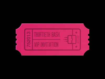 Thirtieth Bash 30 birthday cake candles date invitation invite may pink playoff rebound sketch ticket vector vip