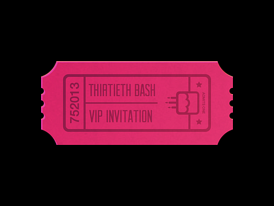 Thirtieth Bash 30 birthday cake candles date invitation invite may pink playoff rebound sketch ticket vector vip