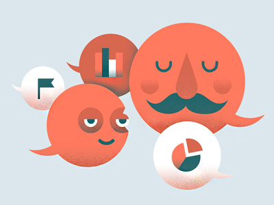 Talk to me flag icons illustration mention mustache mustachio pie chart speech bubbles stats word bubbles