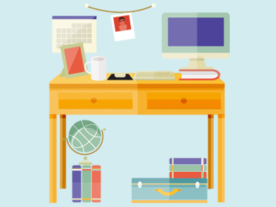 Little work desk cute desk illustration workspace
