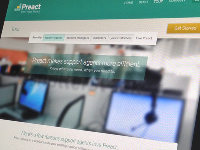 Preact Marketing Site marketing overlay tabs