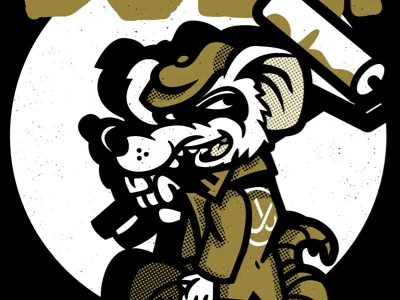 Bandit bandit black cartoon gold graffiti jslv rat street wear vintage white