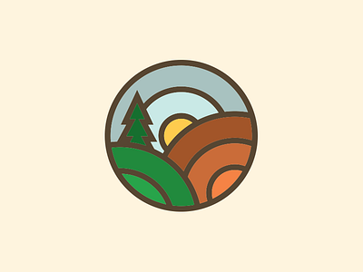 Oregon blue brown dirt farm green hill logo oregon pine sky sun tree