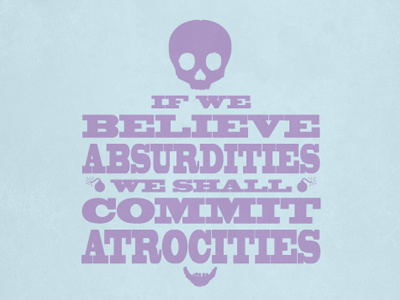 Heathen - newspaper for atheists (Voltaire) atheist blue colorplan gfsmith illustration newspaper purple religion science screenprint silkscreen print typography voltaire