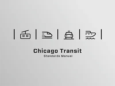 Chicago Transit Manual Cover air tram branding bus chicago city icons metro reflective signage standards manual transit transportation water taxi