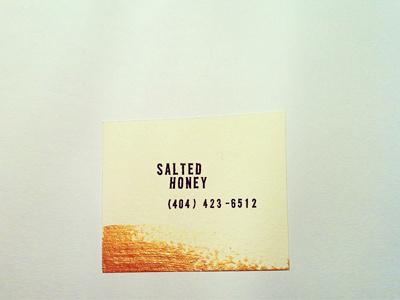 Salted Honey Business Card (1st round) black buff business business card card cream custom gold hand painted hand stamped handpainted honey paint salted salted honey saltedhoney stamped