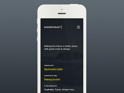 KBHQ dark kodebyraaet mobile website yellow