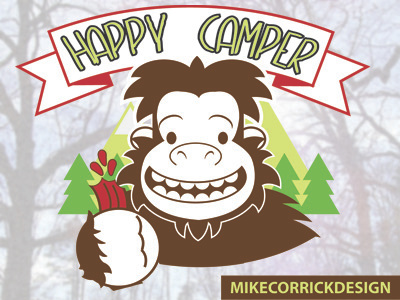 Happy Camper Logo big foot camping illustration logo out doors