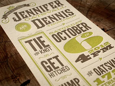 Wedding Invitations - Letterpressed print design wedding invitation