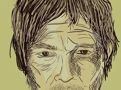 Daryl brush strokes illustration preliminary walking dead