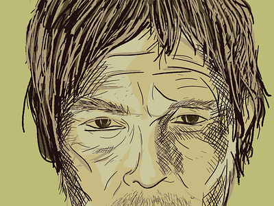 Daryl brush strokes illustration preliminary walking dead