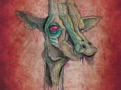 Ruminant giraffe illustration ink nature zombie