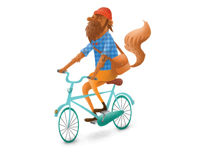 Dude anchor bag beard bicycle character checkered fox radio shirt tail