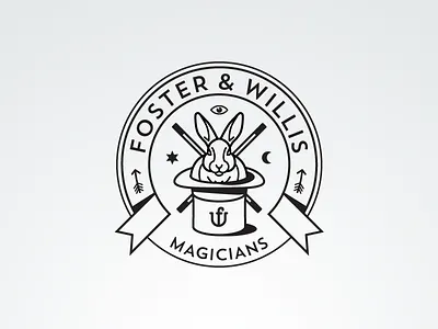 Foster & Willis Magicians - Fantasy Vintage Logo badge hat logo magic magicians rabbit stovepipe trick vintage