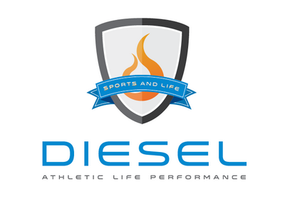 Diesel - Athletic Logo athletic banner blue branding design fire flame illustration logo orange shield sports