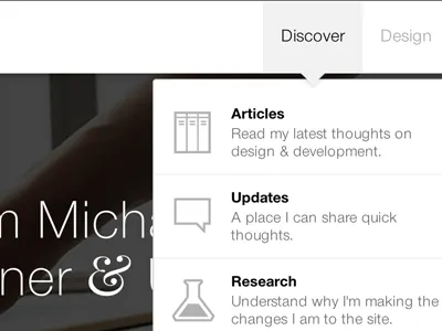 New Skin articles dropdowns header icons initstudio nav portfolio