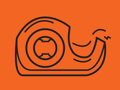 Tape dispenser icon illustration line art orange tape vector