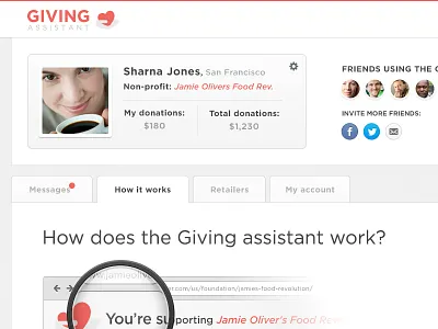 Dashboard dashboard donations gadgets howitworks jamieoliver loop nonprofit tabs