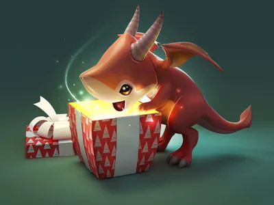Small dragon dragon gift holiday light present ribbon