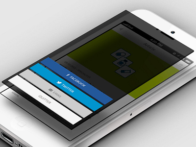 Mobile Share Page app black buttons device email facebook flat grey icon interface ios ipad iphone list metro mobile navigation partage share twitter ui ux view