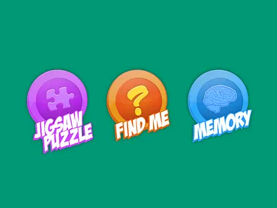 Icons for a kids game app blue buttons icons orange purple