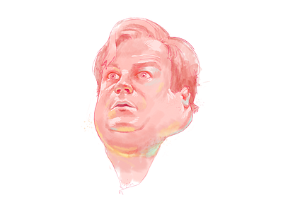 Well la dee FRICKIN daa chris farley drawing face funny illustration man painting pink portrait shock snl