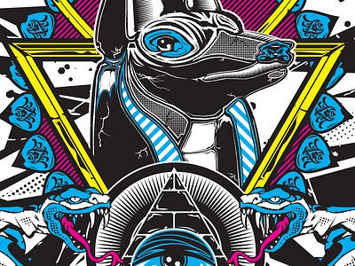 "Weighing Your Chances" allseeing anubis cmyk illustration masonic serpant vector