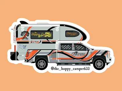 The Hoppy Camper - Rig sticker adventure branding camper camping chevy graphic design illustration maine modern off road outdoors overland rig sticker truck vanlife vector