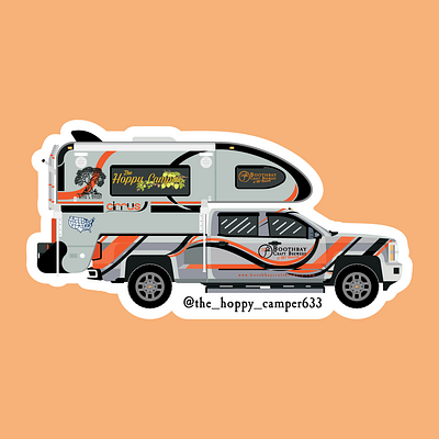 The Hoppy Camper - Rig sticker adventure branding camper camping chevy graphic design illustration maine modern off road outdoors overland rig sticker truck vanlife vector