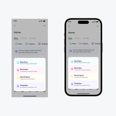 Planner App Modal v2 design typography ui