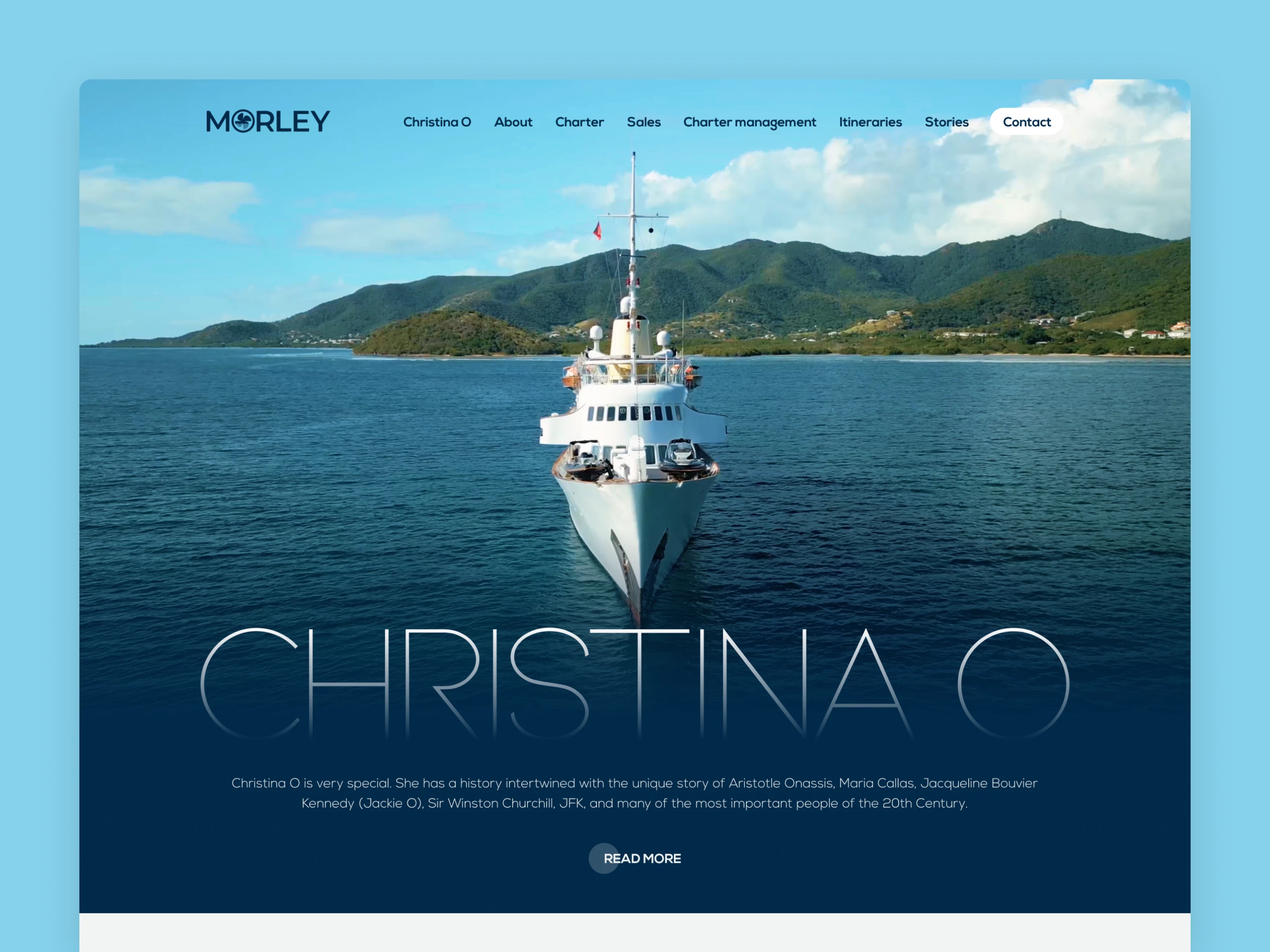 Morley website clean luxury travel web design website yacht yacht brokerage