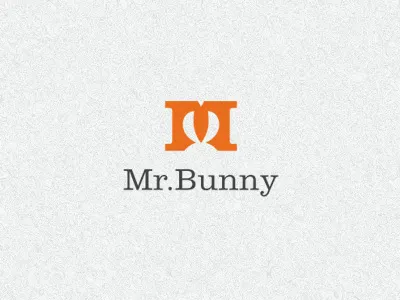 Mr Bunny animal bunny identity letter logo m negative space rabbit