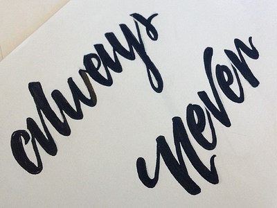 Always Never Lettering always brush pen calligraphy contrast custom handlettering koi lettering micron never practice script typography