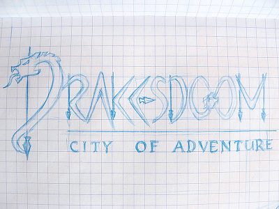 Drakesdoom: Logo Sketch blue pencil concept idea logo rpg sketch sketchbook