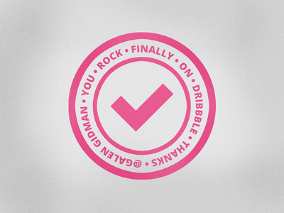 Hello, Dribbble checkmark debut stamp