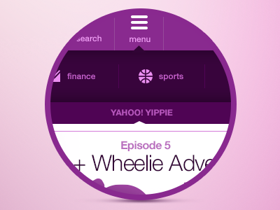 Menu/Navigation UI design menu navigation purple ui ux yahoo