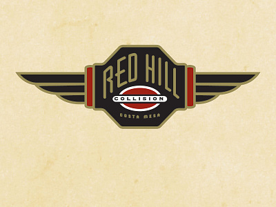 Red Hill Collision autobody branding collision repair logo retro vintage wings