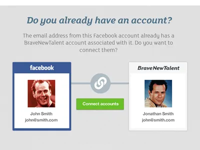 Connecting accounts facebook social ui web