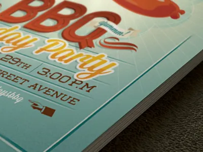 BBQ Party Flyer bbq flyer food fun print retro summer sunday vintage