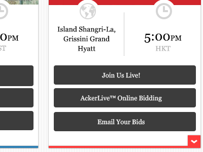 Upcoming Auctions auctions buttons colors flat icons location time