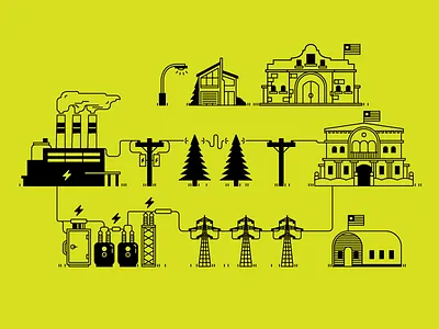 Energy Illustration draft energy green illustration minimalist mono color power power plant substation