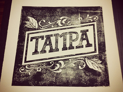 Tampa Block Print black block florida lino linocut print tampa
